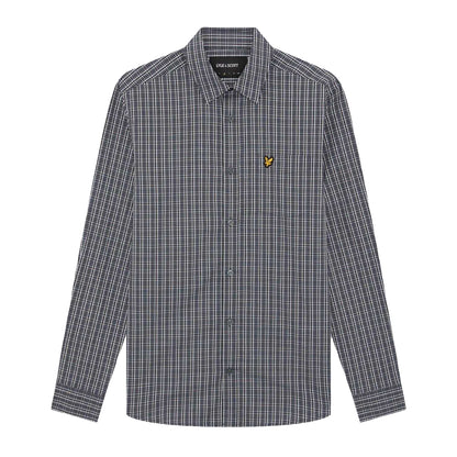 Dark Navy - Front - Lyle & Scott Mens Micro Checked Woven Shirt
