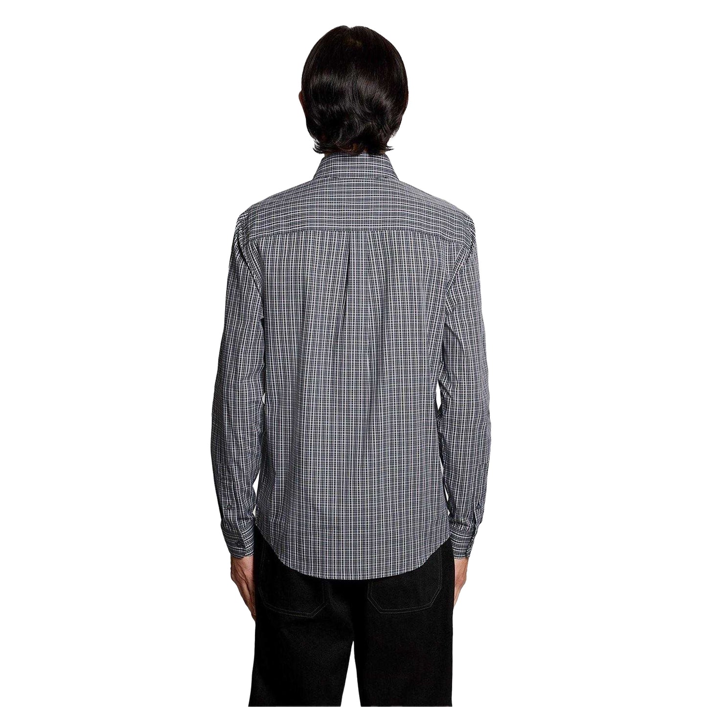 Dark Navy - Back - Lyle & Scott Mens Micro Checked Woven Shirt