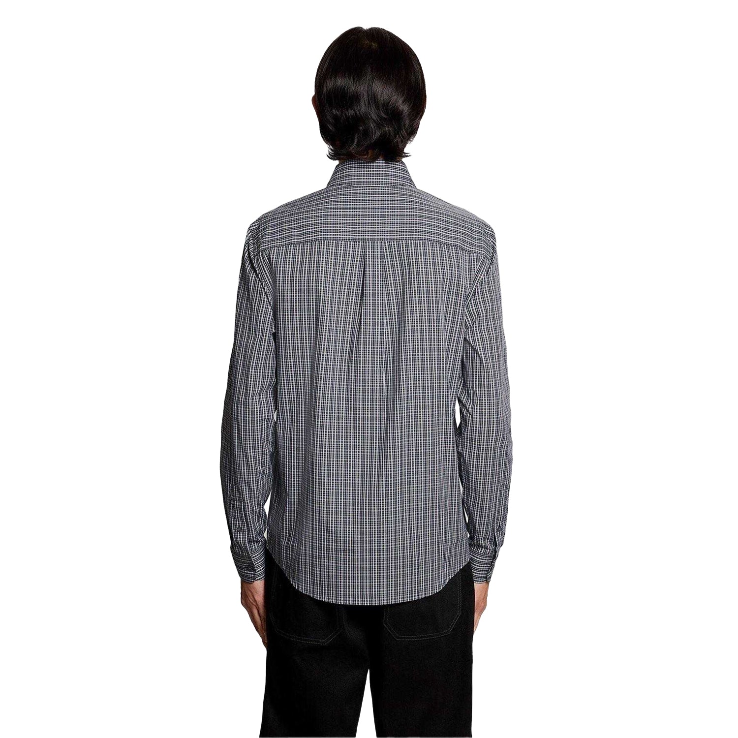 Dark Navy - Back - Lyle & Scott Mens Micro Checked Woven Shirt