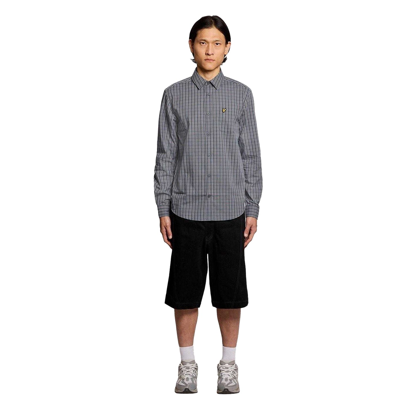 Dark Navy - Pack Shot - Lyle & Scott Mens Micro Checked Woven Shirt