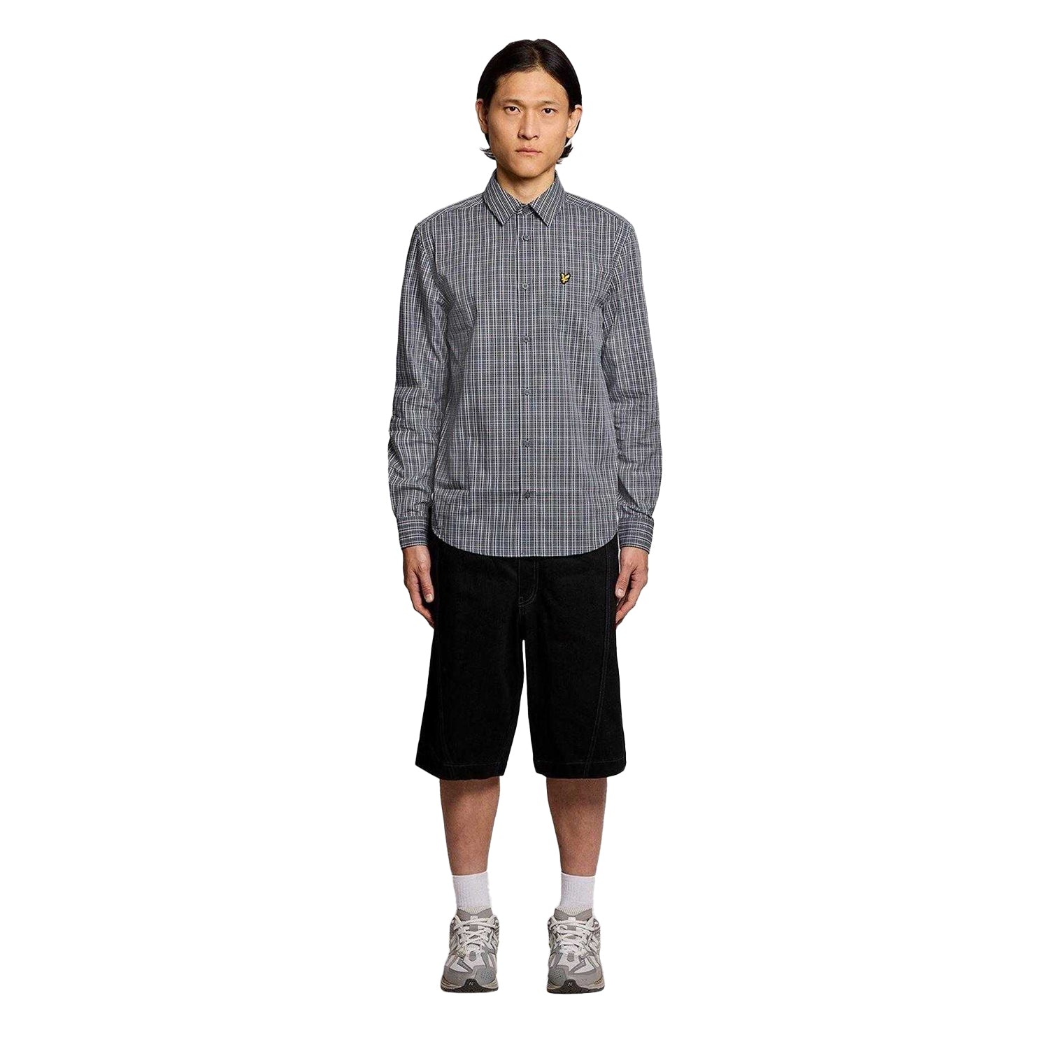 Dark Navy - Pack Shot - Lyle & Scott Mens Micro Checked Woven Shirt