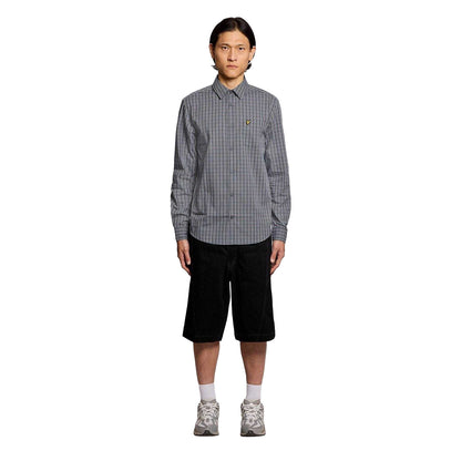 Dark Navy - Pack Shot - Lyle & Scott Mens Micro Checked Woven Shirt