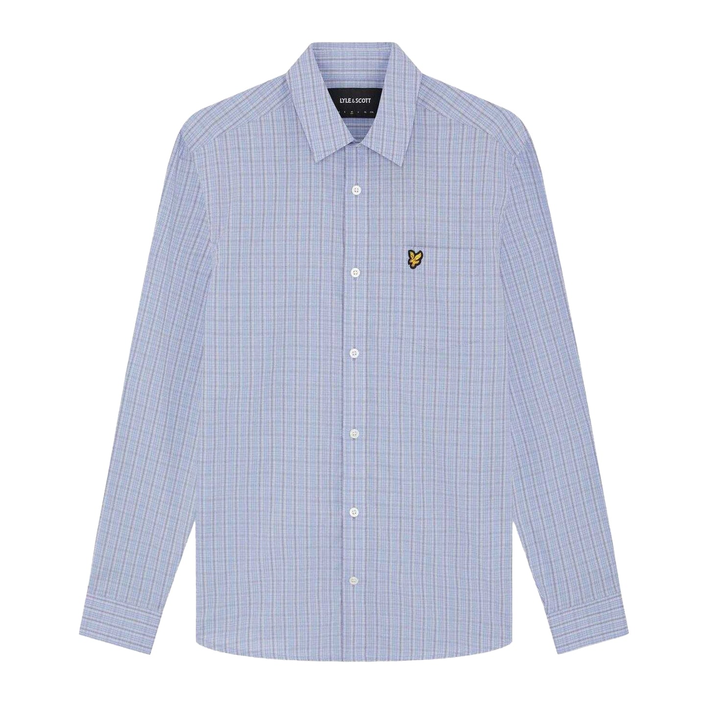 Chalk Blue - Front - Lyle & Scott Mens Micro Checked Woven Shirt