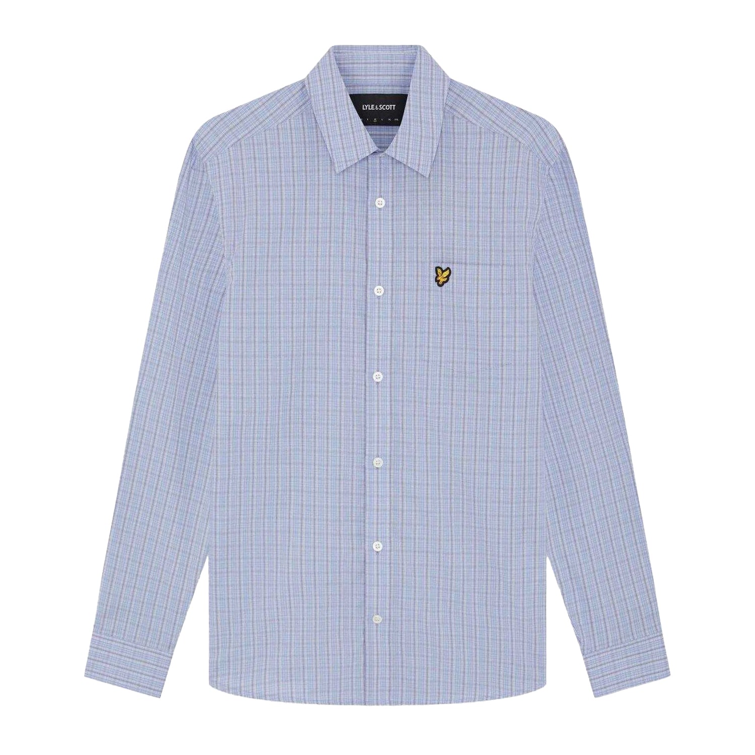 Chalk Blue - Front - Lyle & Scott Mens Micro Checked Woven Shirt