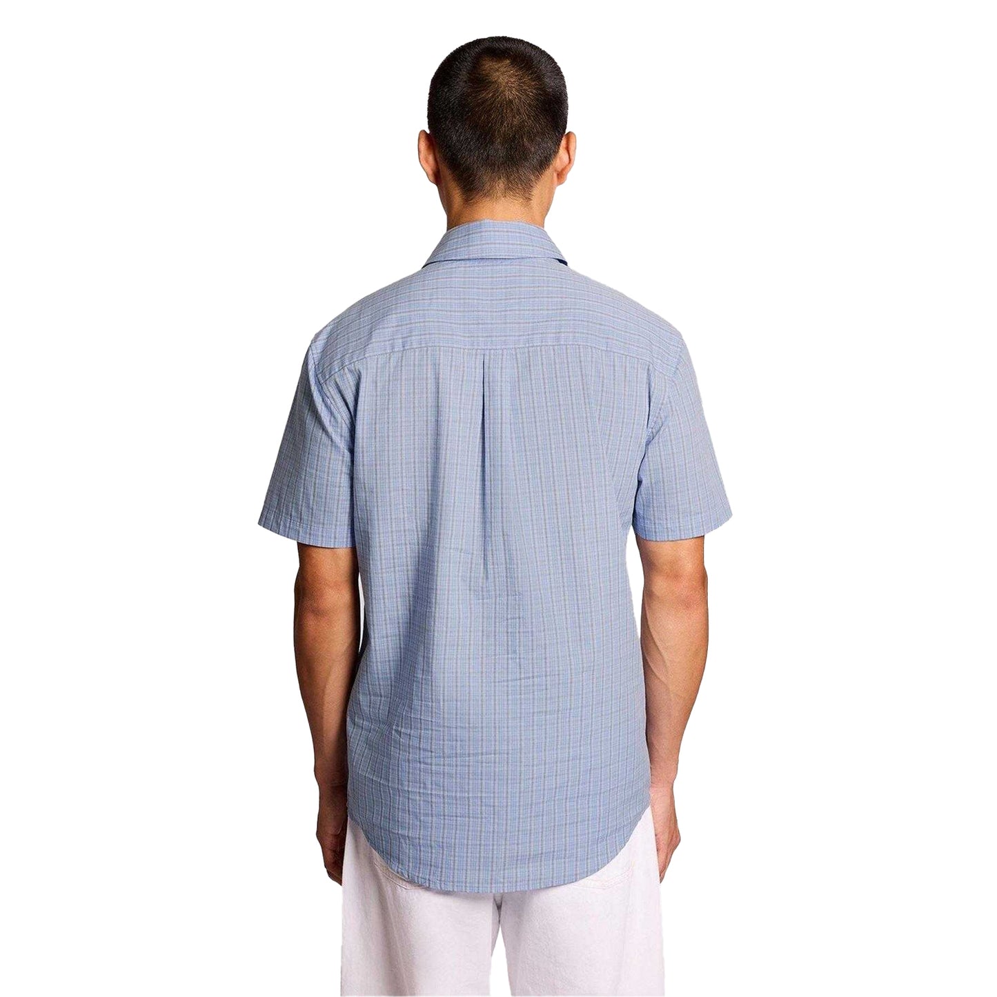 Chalk Blue - Back - Lyle & Scott Mens Lightweight Short-Sleeved Shirt