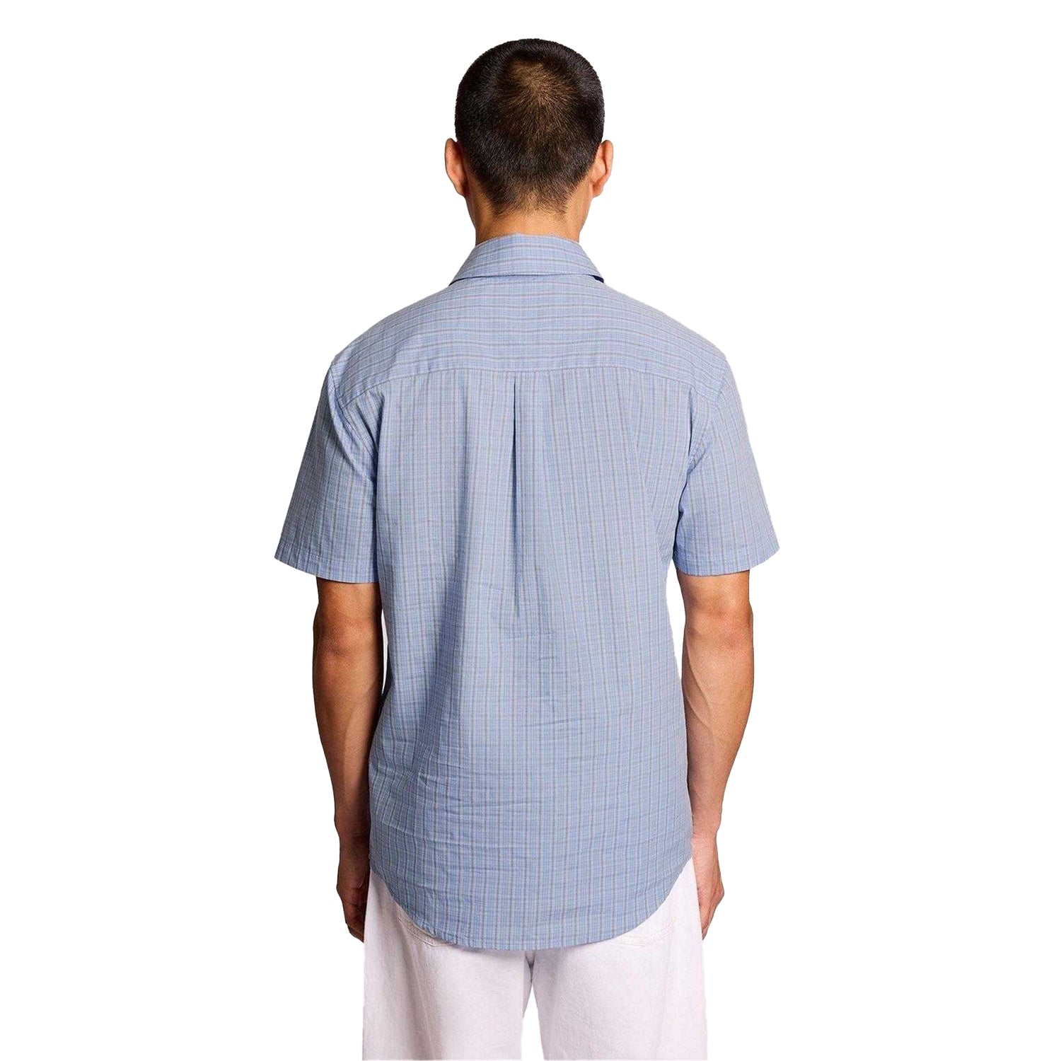 Chalk Blue - Back - Lyle & Scott Mens Lightweight Short-Sleeved Shirt