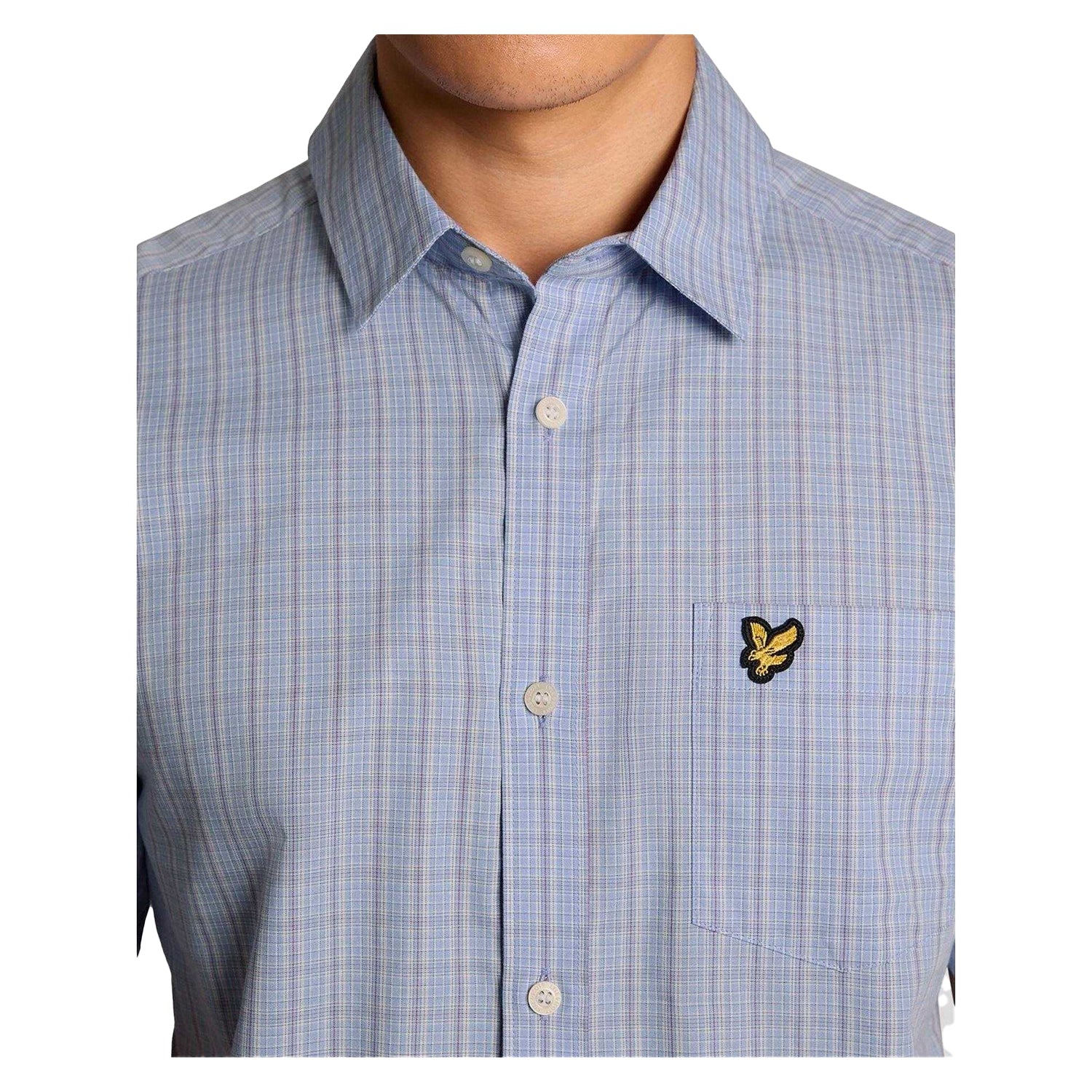 Chalk Blue - Side - Lyle & Scott Mens Lightweight Short-Sleeved Shirt