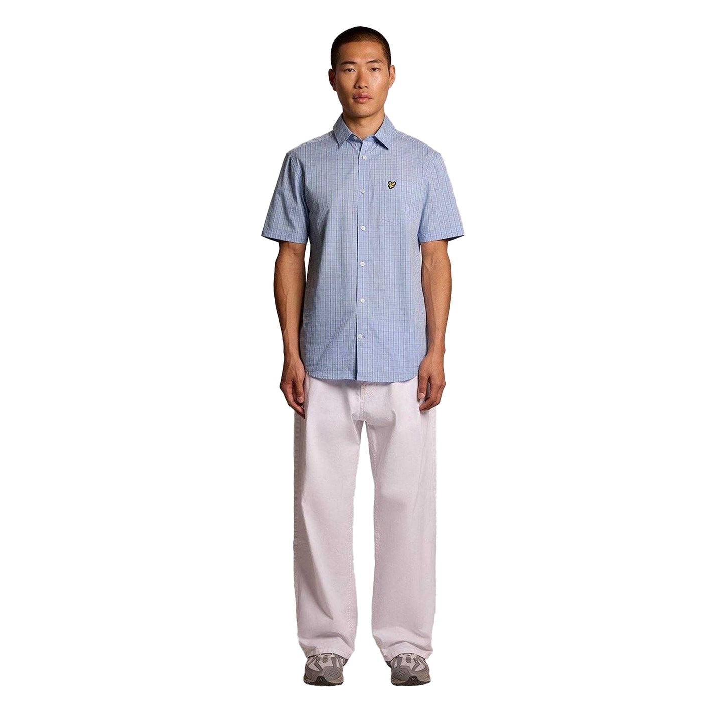 Chalk Blue - Pack Shot - Lyle & Scott Mens Lightweight Short-Sleeved Shirt