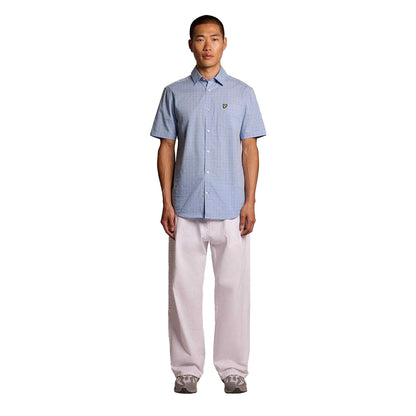 Chalk Blue - Pack Shot - Lyle & Scott Mens Lightweight Short-Sleeved Shirt