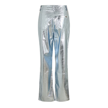 Blue - Back - AmyLynn Womens-Ladies Metallic Regular Trousers