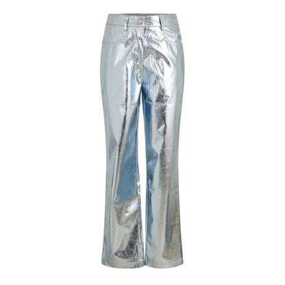 Blue - Front - AmyLynn Womens-Ladies Metallic Regular Trousers