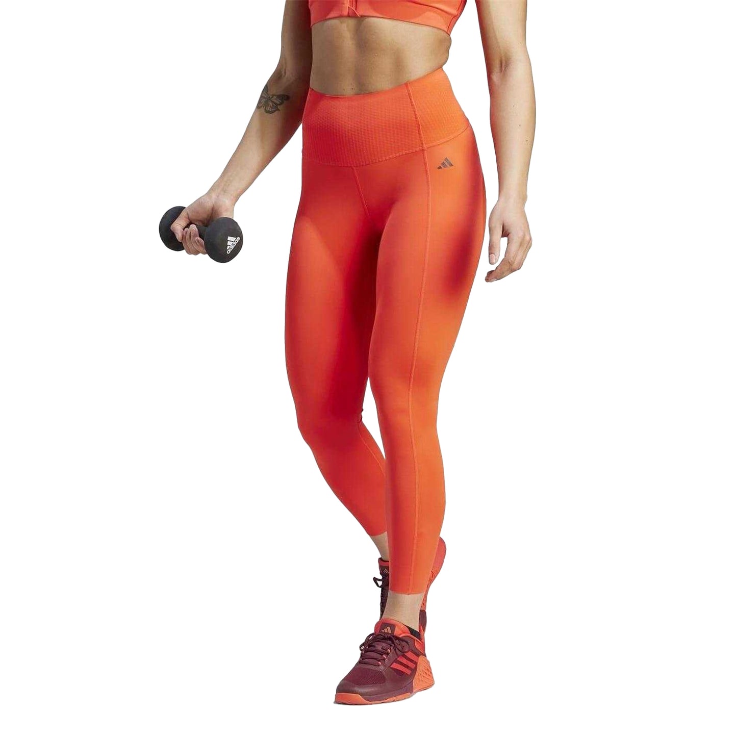 Red - Lifestyle - Adidas Womens-Ladies Optime 7-8 Leggings
