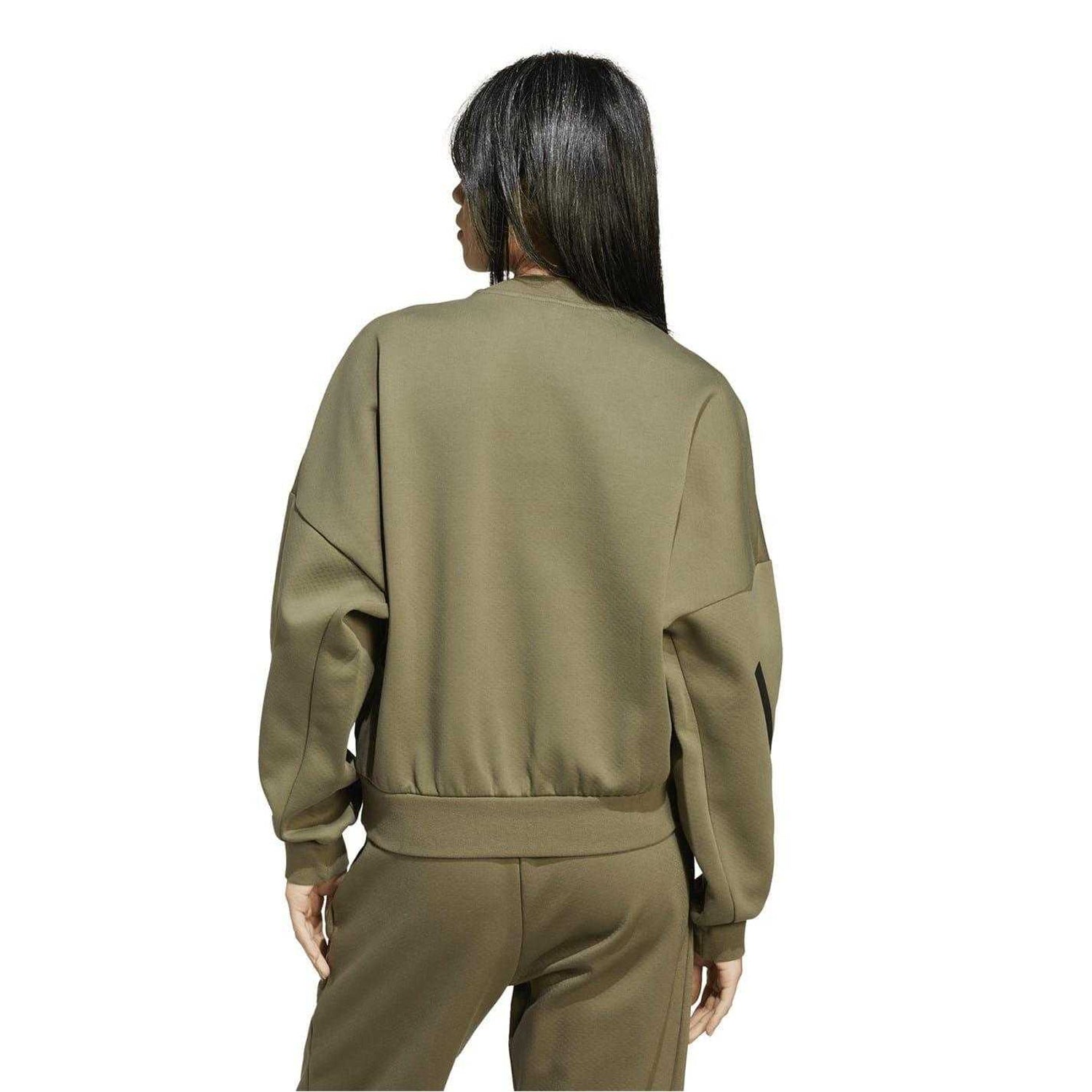 Olive Strata - Back - Adidas Womens-Ladies Z.N.E. PrimeKnit Sweatshirt