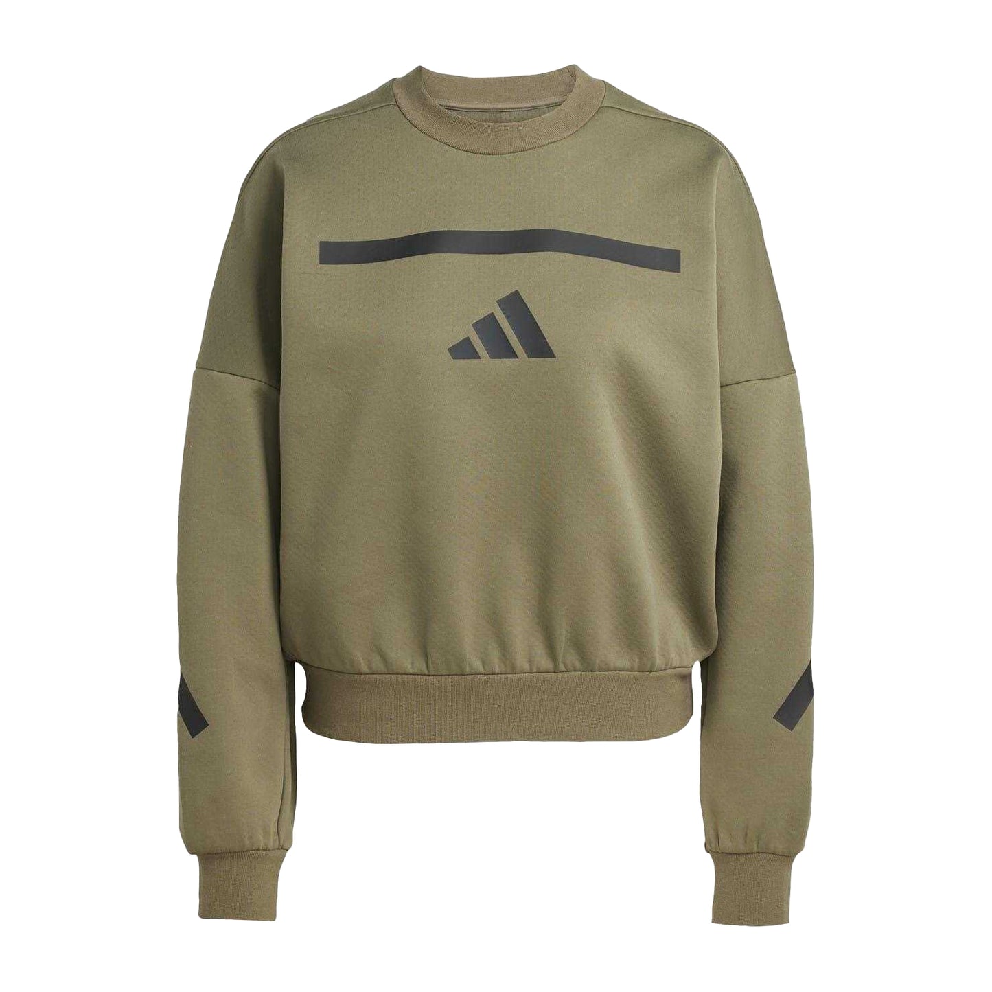 Olive Strata - Front - Adidas Womens-Ladies Z.N.E. PrimeKnit Sweatshirt
