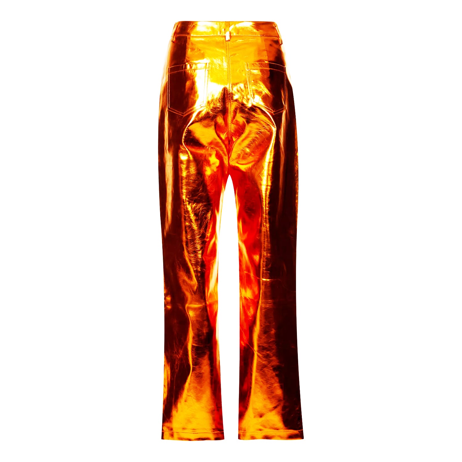 Orange - Back - AmyLynn Womens-Ladies Metallic Trousers