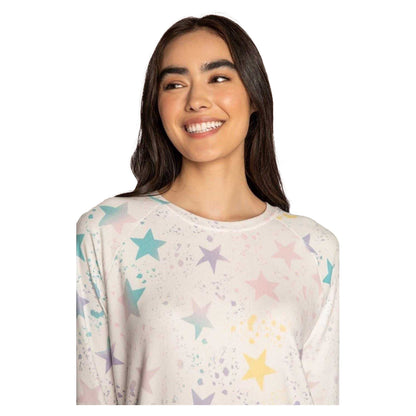 Off White - Side - PJ Salvage Womens-Ladies Star Print Sweatshirt