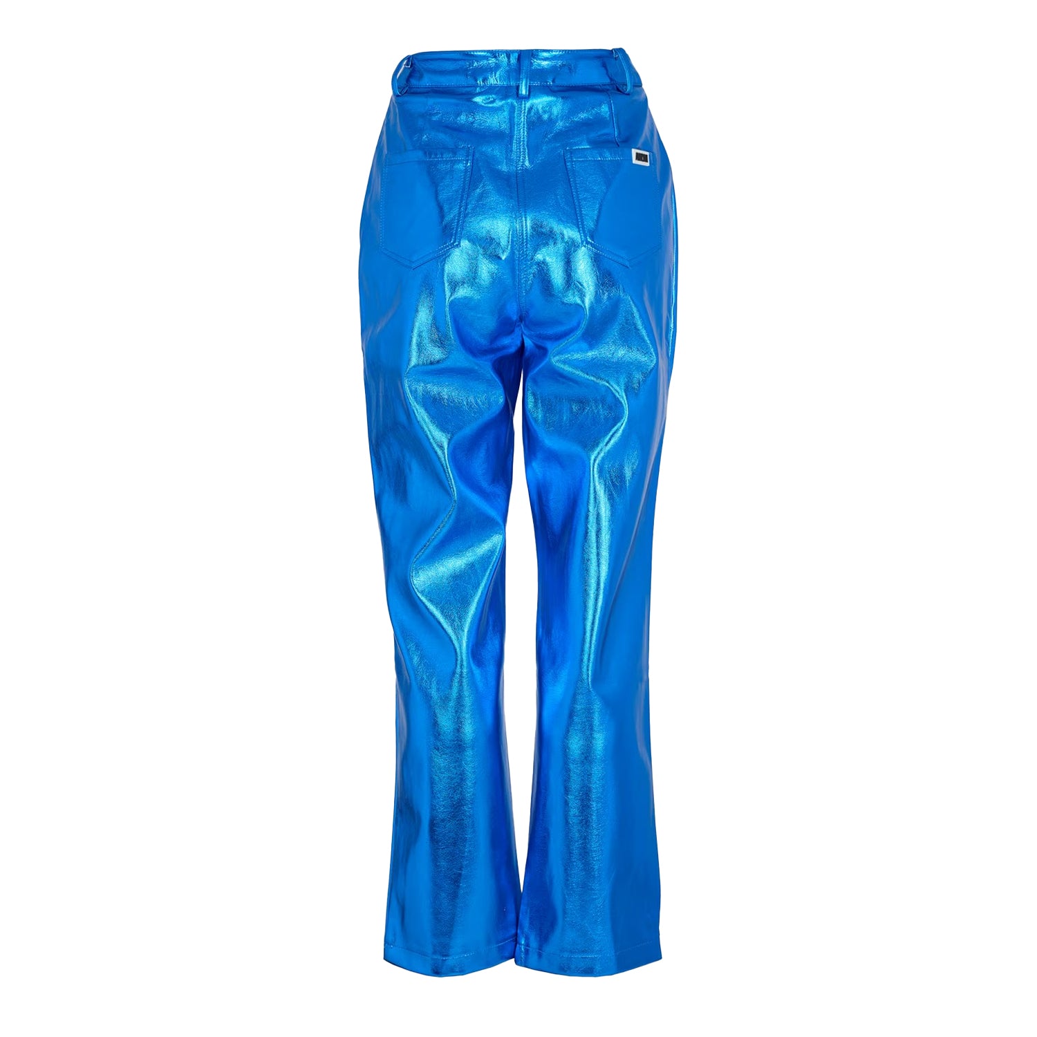 Blue - Back - AmyLynn Womens-Ladies Metallic Trousers