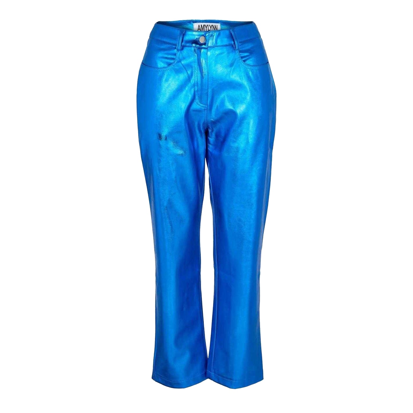 Blue - Front - AmyLynn Womens-Ladies Metallic Trousers