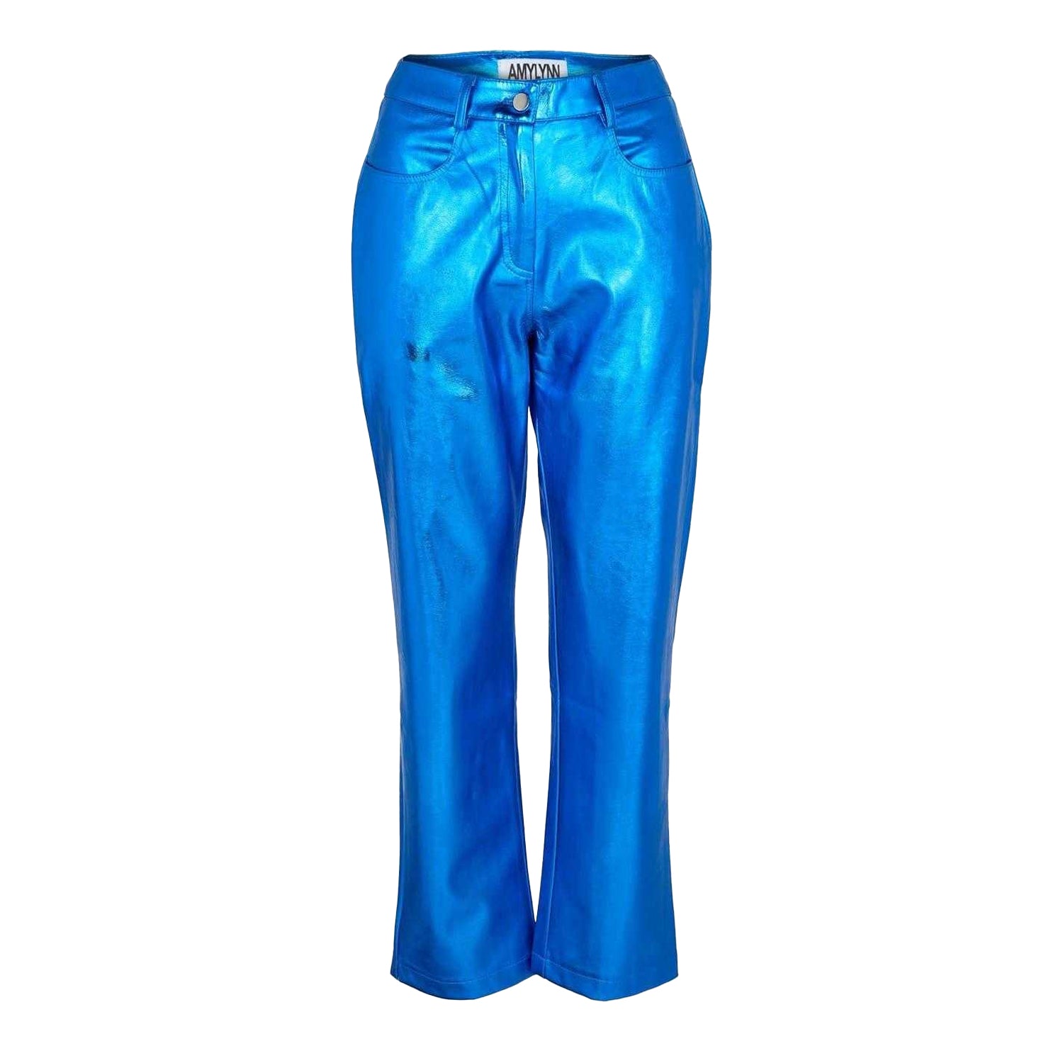 Blue - Front - AmyLynn Womens-Ladies Metallic Trousers