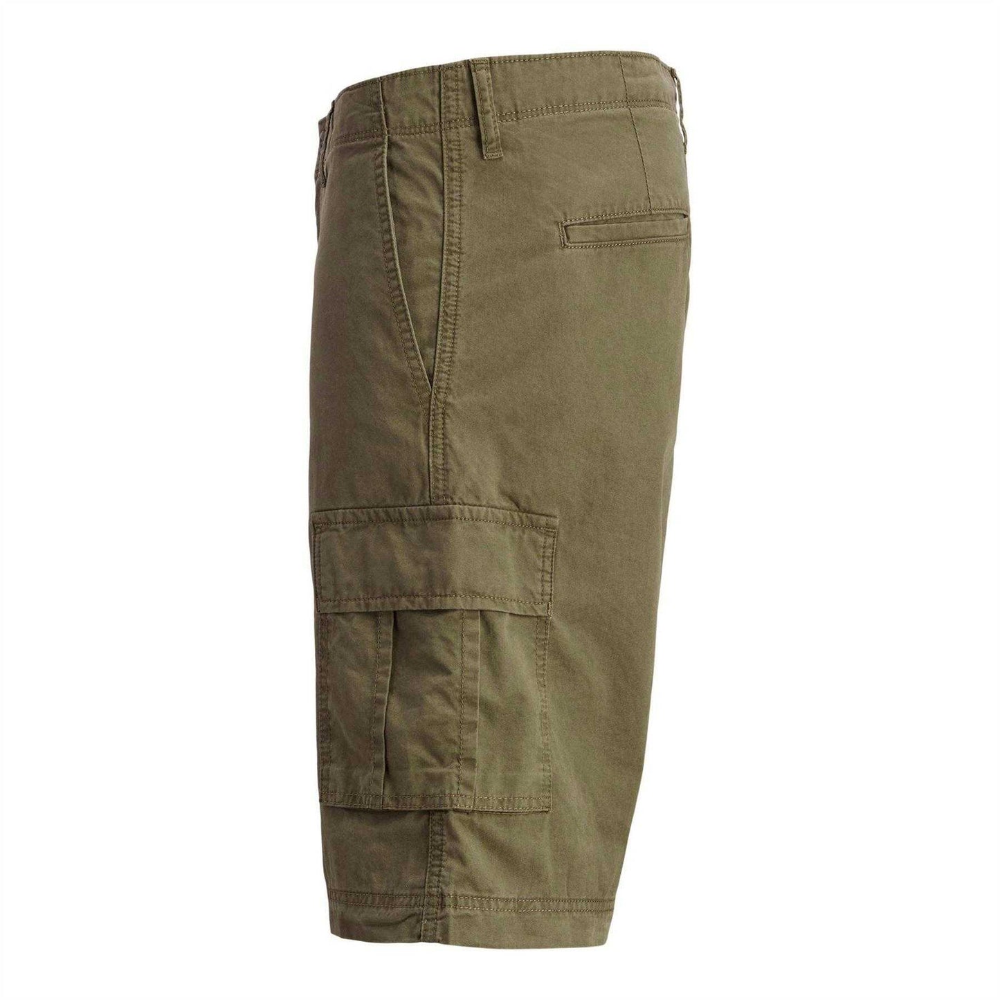 Olive Night - Side - Jack And Jones Mens Cotton Blend Tailored Cargo Shorts
