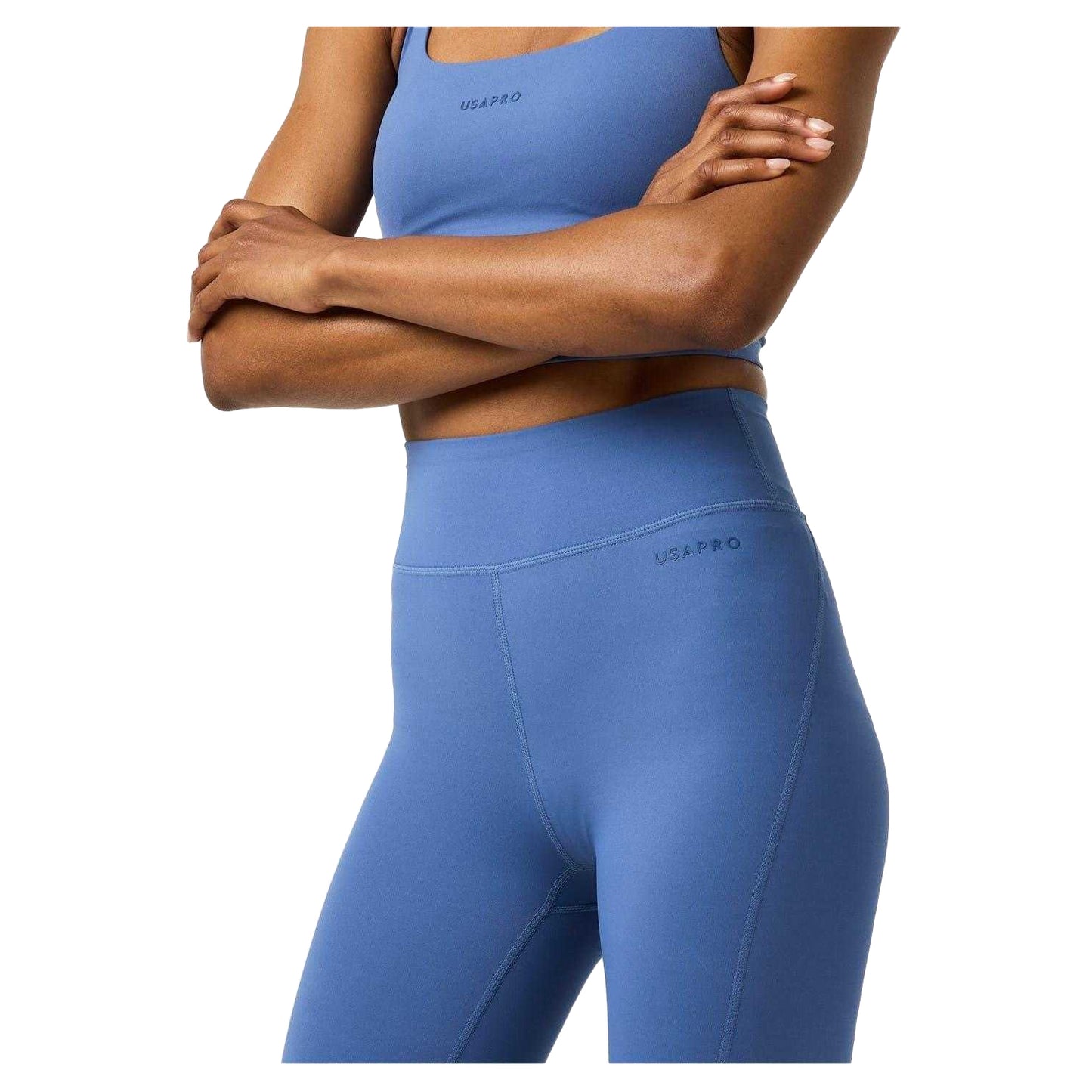 Bijou Blue - Side - USA Pro Womens-Ladies Nylon Seamless High Waist Leggings