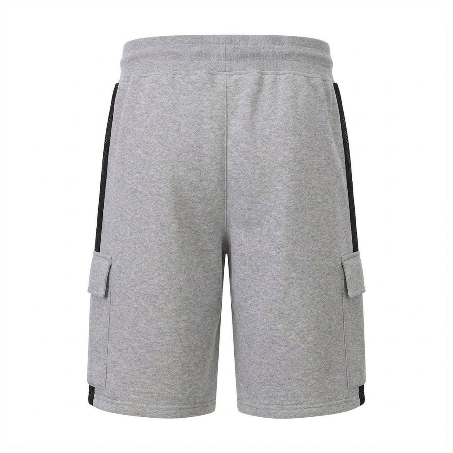 Grey - Back - Everlast Mens Brushed Cargo Shorts