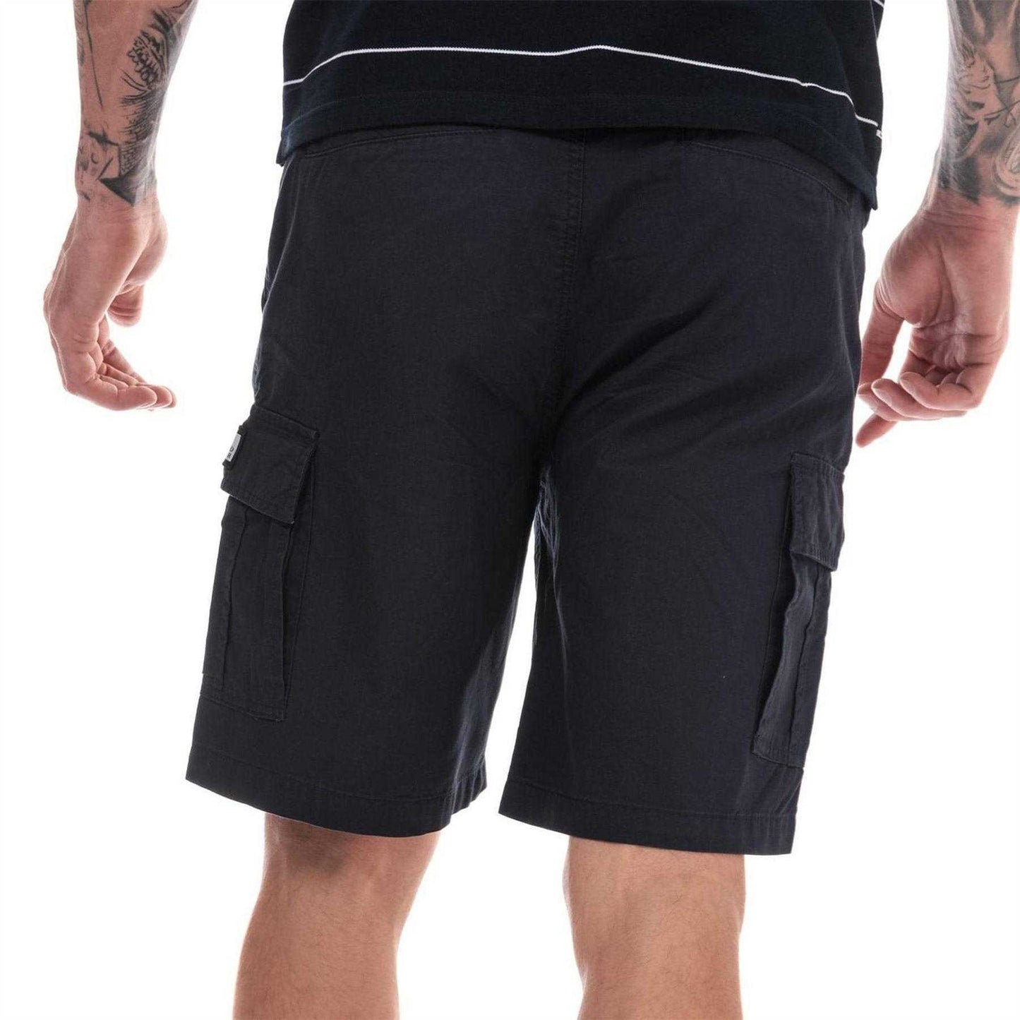 Navy - Back - Weekend Offender Mens High Desert Relaxed Fit Cargo Shorts