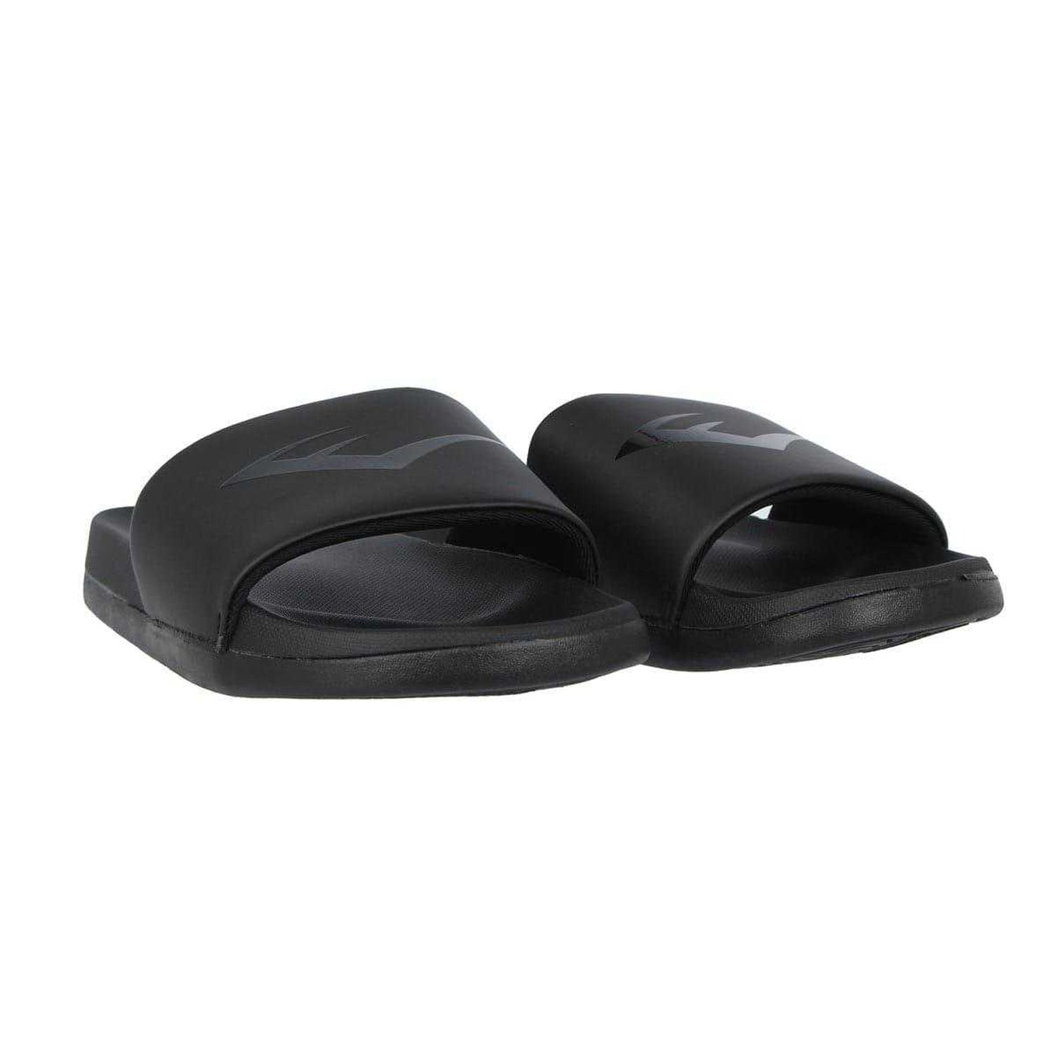 Black - Pack Shot - Everlast Childrens-Kids Padded Strap Flat Sliders