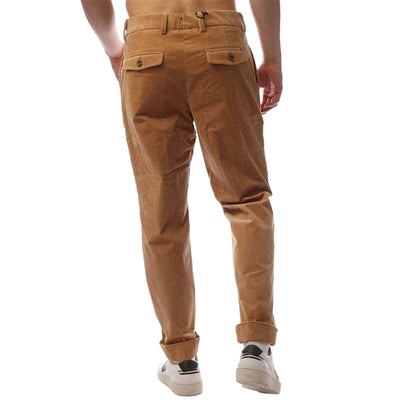 Beige - Back - Boss Mens Perin Pleated Roll Up Trousers