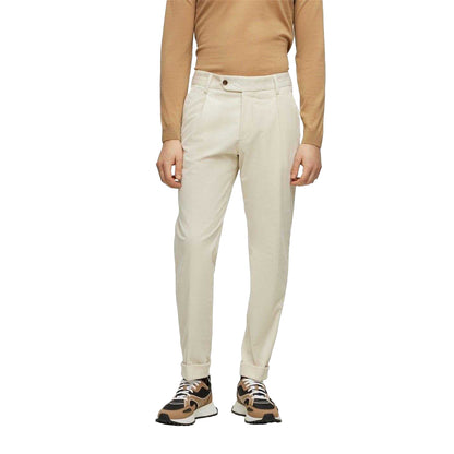 White - Front - Boss Mens Perin Pleated Roll Up Trousers