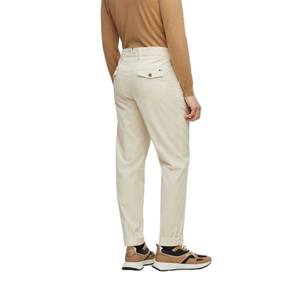 White - Back - Boss Mens Perin Pleated Roll Up Trousers