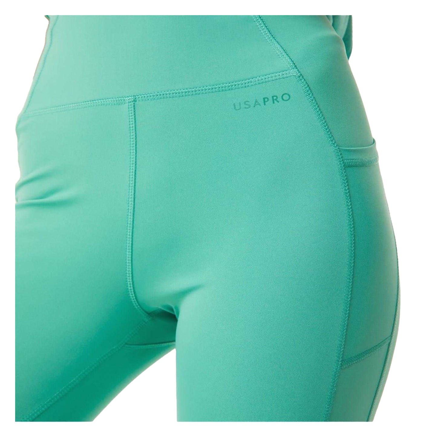 Green - Side - USA Pro Womens-Ladies Core High Rise Leggings
