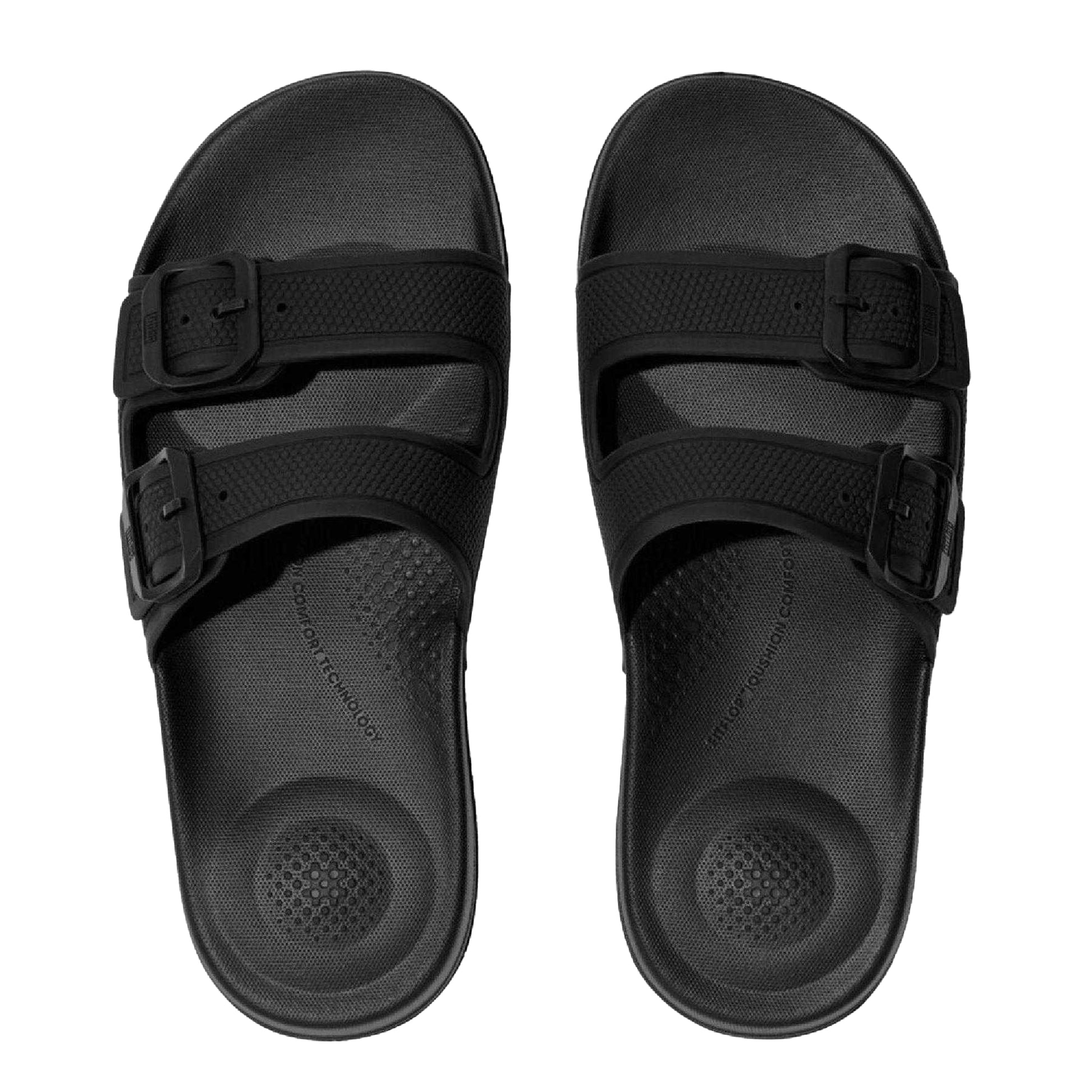 Black - Side - Fit Flop Mens Iqushion Sliders