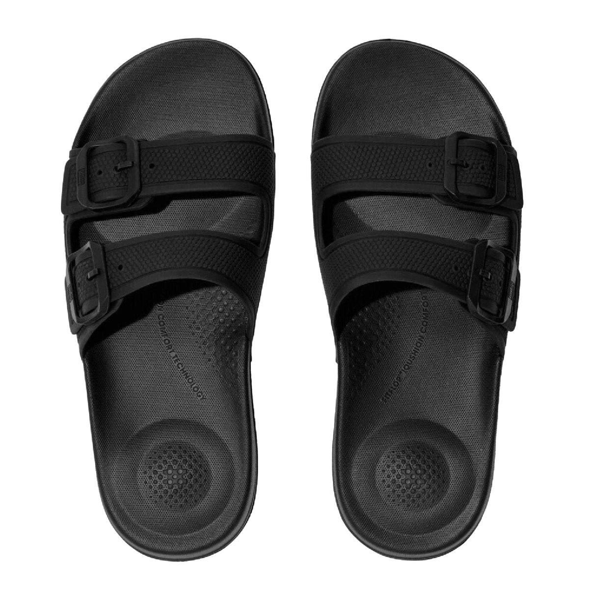 Black - Side - Fit Flop Mens Iqushion Sliders