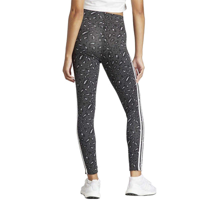 Grey - Back - Adidas Womens-Ladies 3 Stripes Flat Locked Seams Leggings