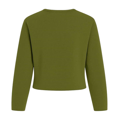 Khaki Green - Back - I Saw It First Womens-Ladies Ribbed Button Slim Cardigan