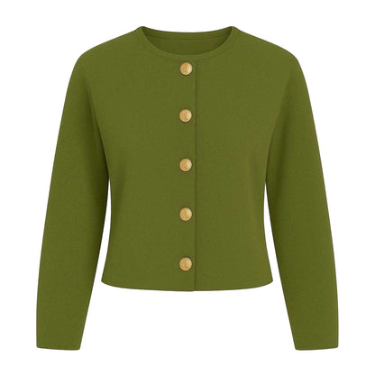 Khaki Green - Front - I Saw It First Womens-Ladies Ribbed Button Slim Cardigan