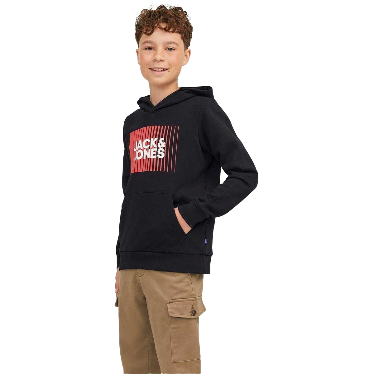 Black - Front - Jack And Jones Boys Play Hoodie