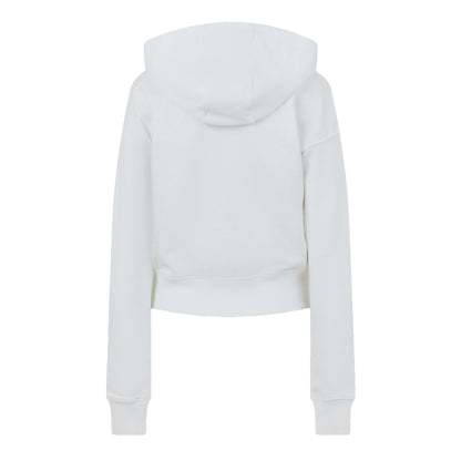 Ecru - Back - Tommy Jeans Womens-Ladies Cropped Regular Full Zip Hoodie