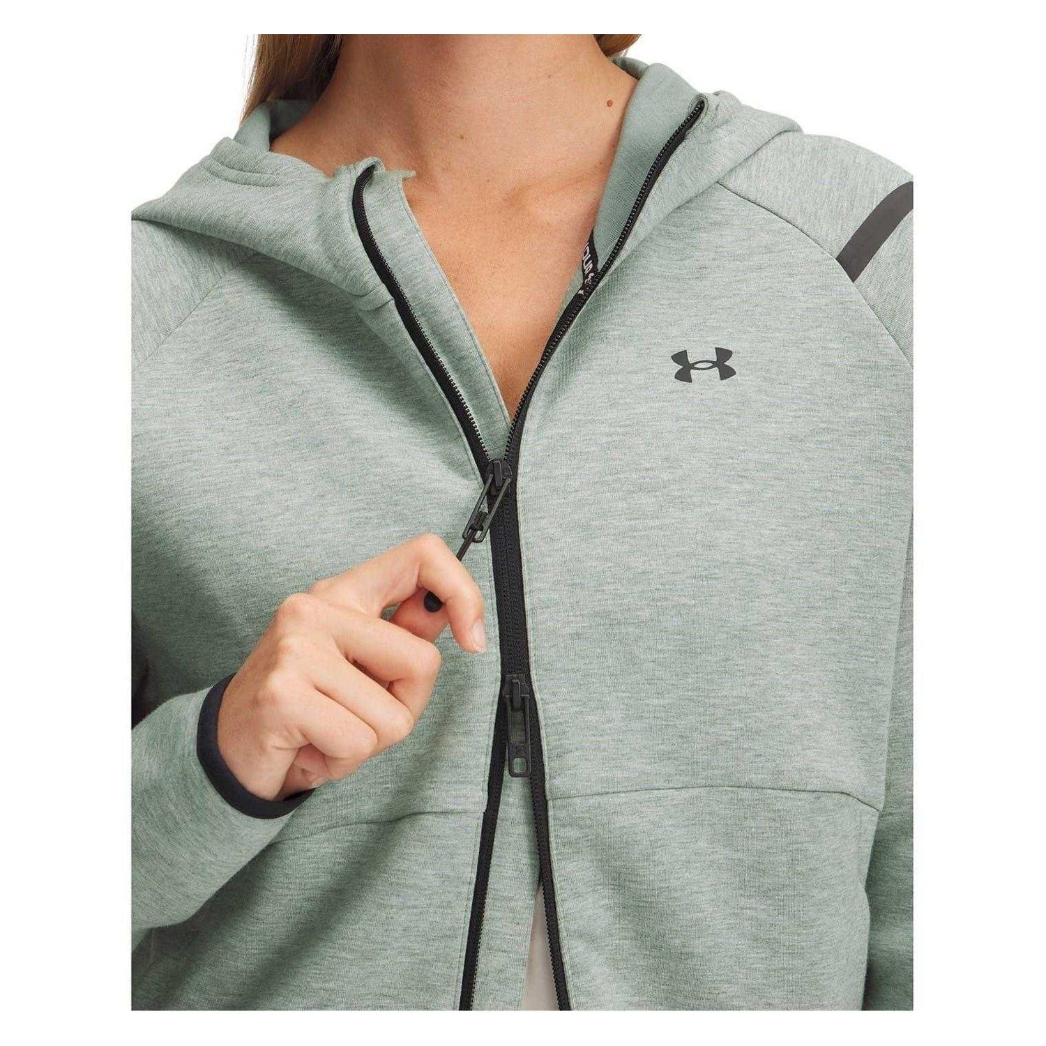Green Marl - Side - Under Armour Womens-Ladies Raglan Full Zip Hoodie