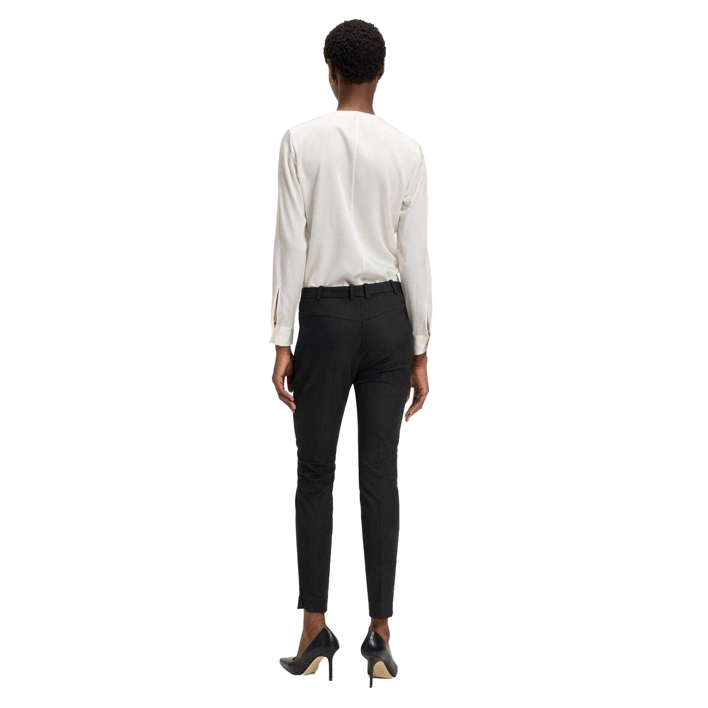 Black - Back - Boss Womens-Ladies Anaita Slim Trousers