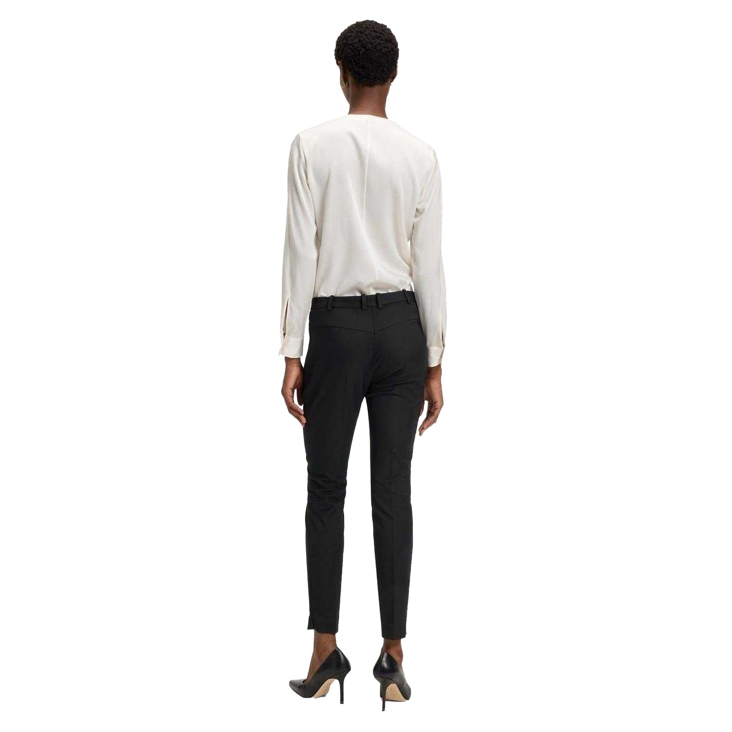 Black - Back - Boss Womens-Ladies Anaita Slim Trousers