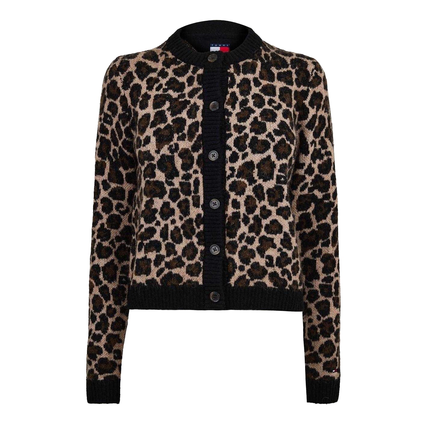 Leopard - Front - Tommy Jeans Womens-Ladies Leopard Print Cardigan