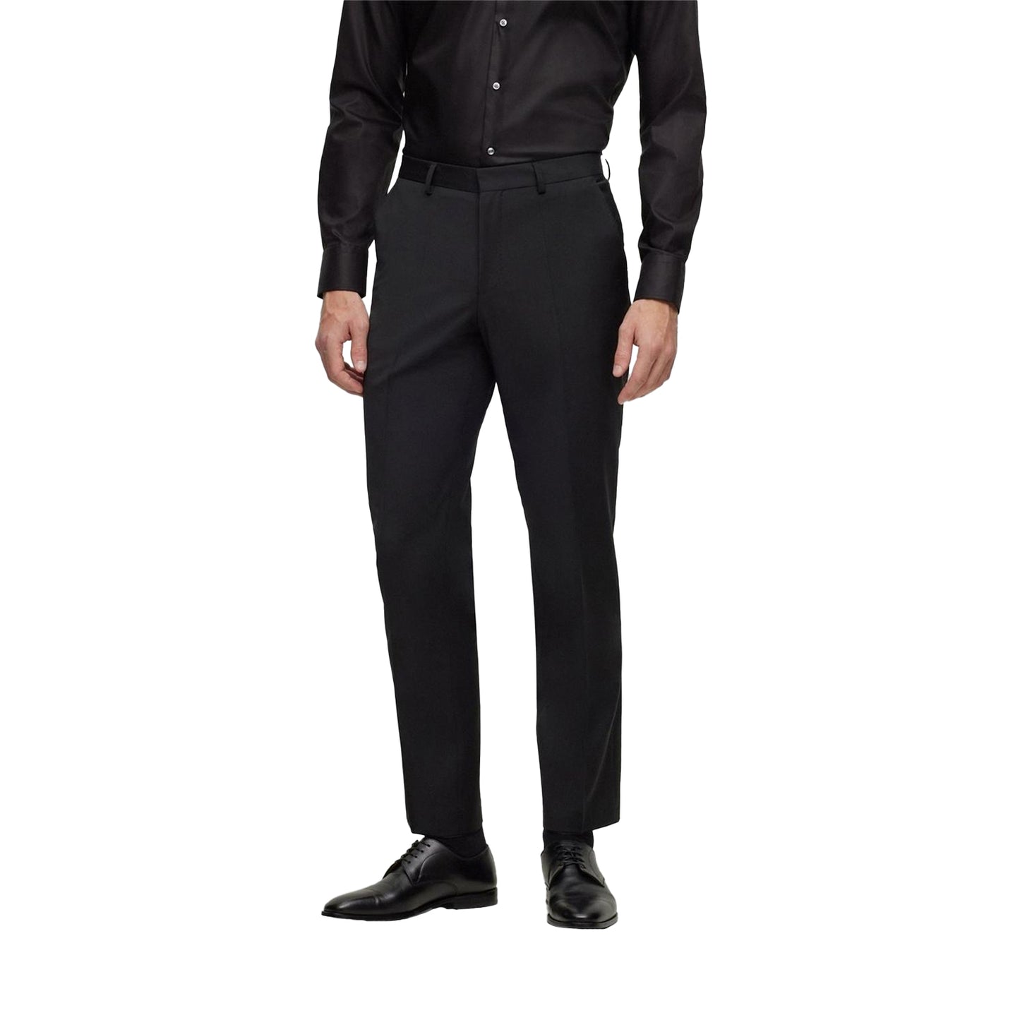 Black - Side - Boss Mens Leon Straight Leg Trousers