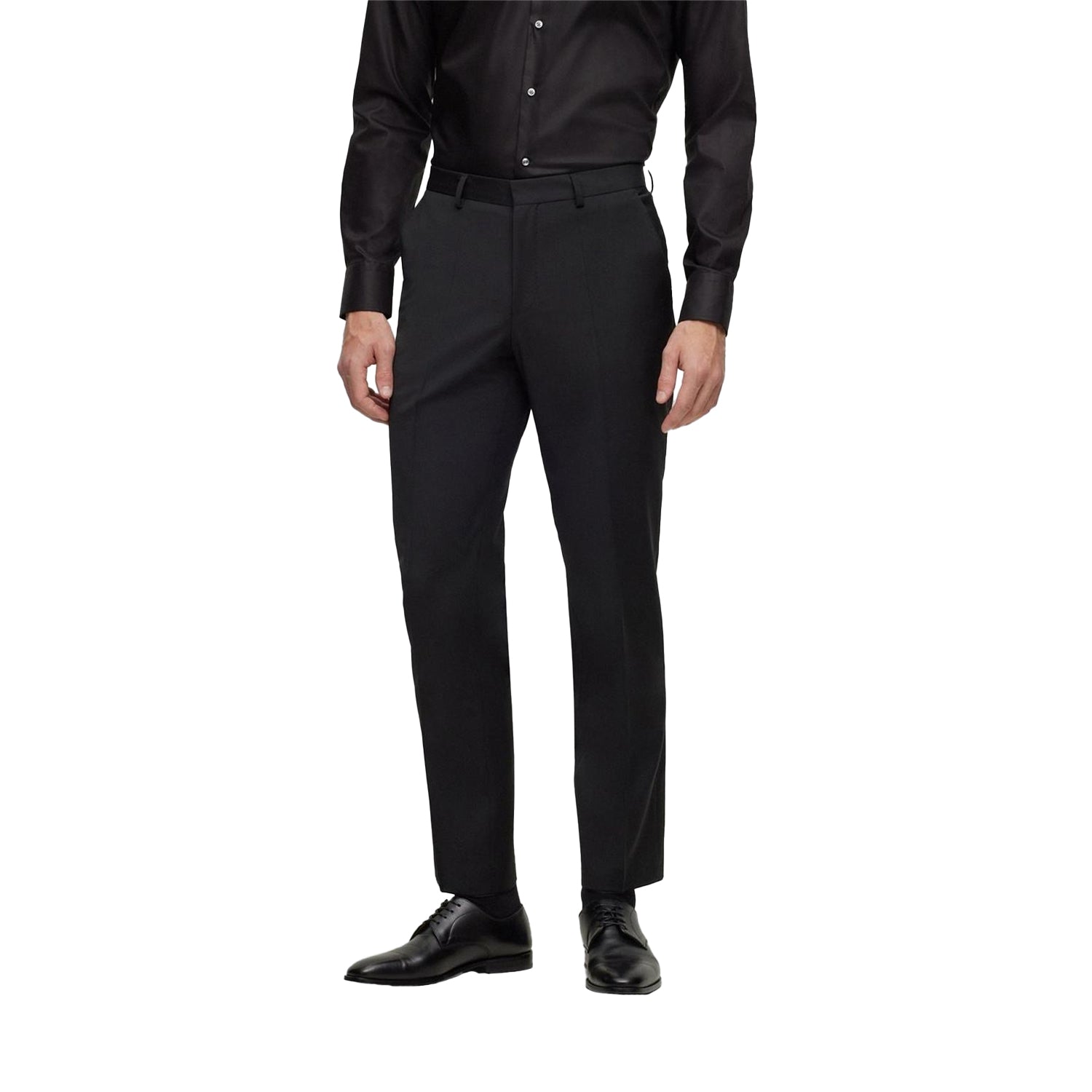 Black - Side - Boss Mens Leon Straight Leg Trousers