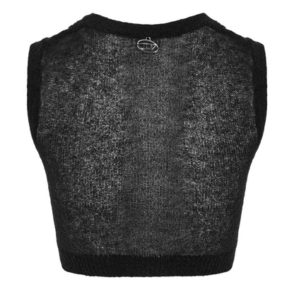 Black - Back - Diesel Womens-Ladies Arstica Knitted Crop Top
