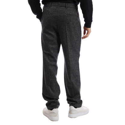 Medium Grey - Back - Boss Mens Heather Pleated Straight Trousers