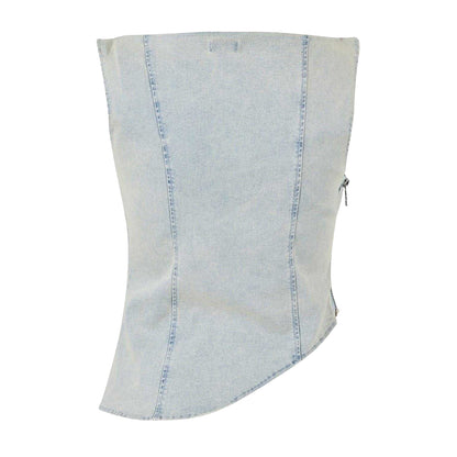 Light Blue - Back - Mars Womens-Ladies Mika Washed Denim Top