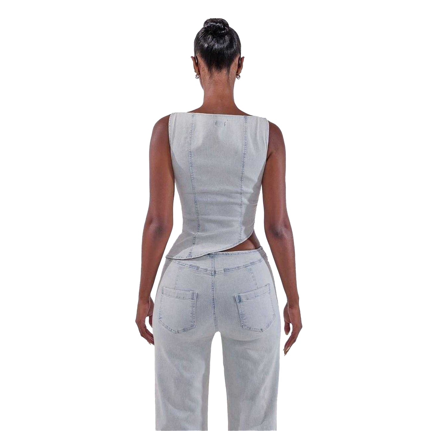 Light Blue - Lifestyle - Mars Womens-Ladies Mika Washed Denim Top