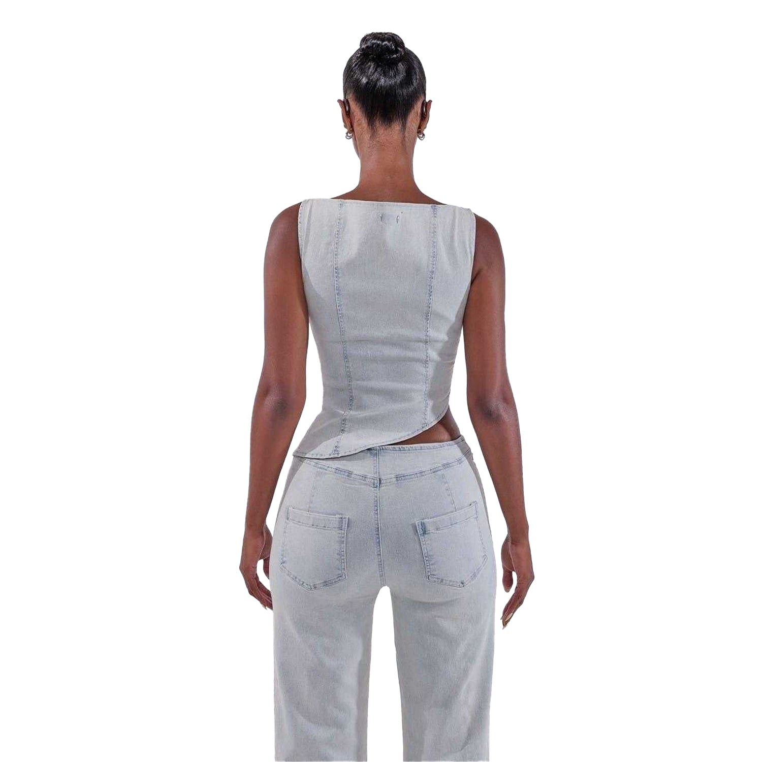 Light Blue - Lifestyle - Mars Womens-Ladies Mika Washed Denim Top